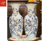  Lọ Lộc Bình Chim Hoa Men Lam Vẽ Vàng 