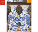  Lọ Lộc Bình Công Danh Phú Qúy Nền Gấm Men Lam 