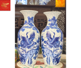  Lọ Lộc Bình Tùng Hạc Nền Gấm Men Lam 