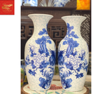  Lọ Lộc Bình Chim Hoa Nền Gấm Men Lam 