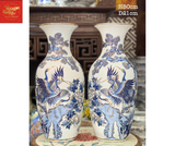  Lọ Lộc Bình Tùng Hạc Men Lam Vẽ Vàng 