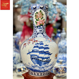  Lọ Tỏi Cổ Thẳng -Nhị Cảnh Thuận Buồm Xuôi gió -Công Danh Phú Qúy Nền Gấm H73 