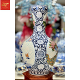  Lọ Tỏi Cổ Thẳng -Nhị Cảnh Thuận Buồm Xuôi gió -Công Danh Phú Qúy Nền Gấm H73 