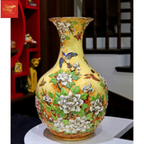  Lọ Tỏi Miệng Loe -Đắp Nổi Vẽ Vàng-Chim Hoa H40 