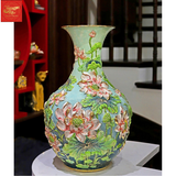  Lọ Tỏi Miệng Loe -Đắp Nổi Vẽ Vàng-Hoa Sen H40 