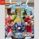  Lọ Tỳ Bà Nền Gấm Vàng Vẽ Chim Hoa H72 