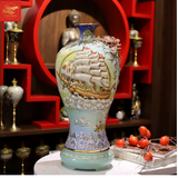  Mai Bình Thuận Buồm Xuôi gió Đắp Nổi Vẽ Vàng Men Loang 