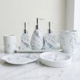  Bộ Phụ Kiện Nhà Tắm Màu Trắng Vân Vàng 