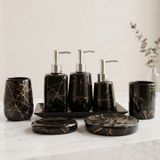  Bộ Phụ Kiện Nhà Tắm Màu Đen Vân Vàng 