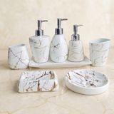  Bộ Phụ Kiện Nhà Tắm Màu Trắng Vân Vàng 