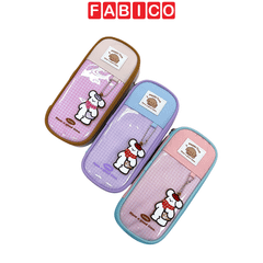 Hộp Bút Vải 2 Tầng Yescholar 9344 Kèm Móc Khóa Gấu – Bóp Viết Học Sinh Kẻ Caro Cute Dễ Thương Phong Cách Hàn Quốc