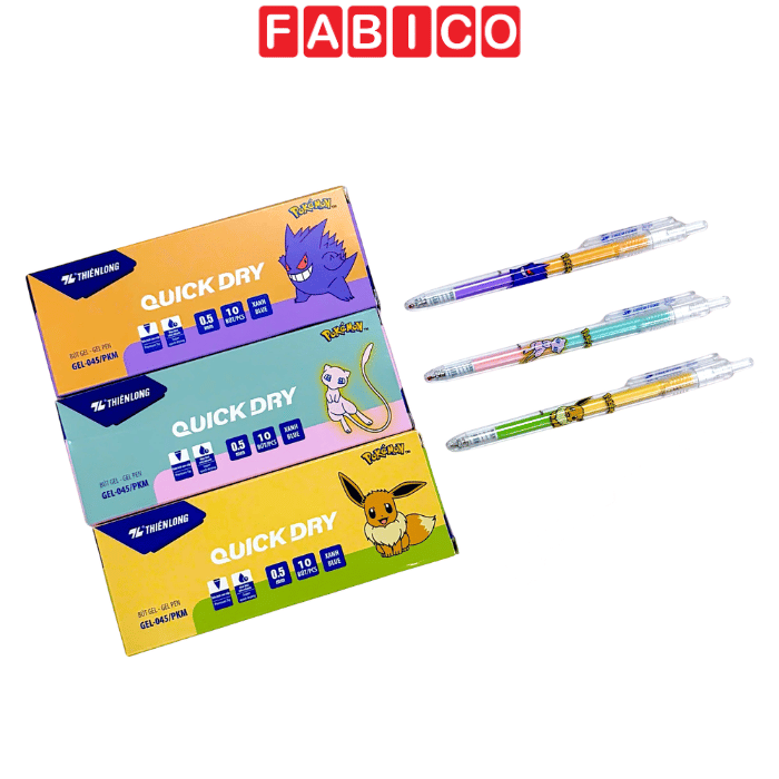 Combo 5 Cây Bút Gel Pokemon Thiên Long GEL-045/PKM 0.5mm Mực Xanh – Bút Viết Đẹp Chính Hãng