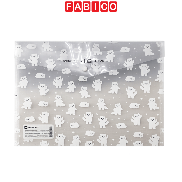 Bìa Nút Snow Buddy Elephant A4 – Bìa Đựng Tài Liệu A4 Trong Suốt Dễ Thương Cho Học Sinh Và Văn Phòng