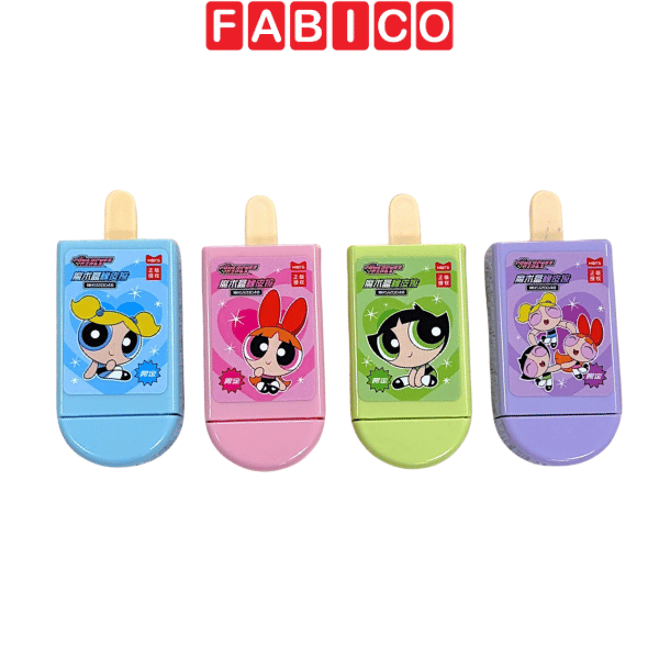 Gôm Tẩy Kem Que Hoạt Hình Powerpuff Girls Yalong – Gôm Tẩy Dễ Thương Cho Học Sinh, Sinh Viên