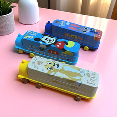 Hộp Đựng Bút Hai Lớp Hình Tàu Hỏa Nhiều Hình Nhân Vật Disney Cho Bé