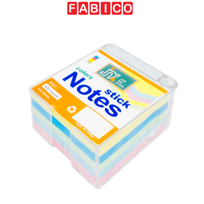Set Giấy Ghi Chú Stick Notes TACOTACO 5 Màu Kèm Khay Đựng