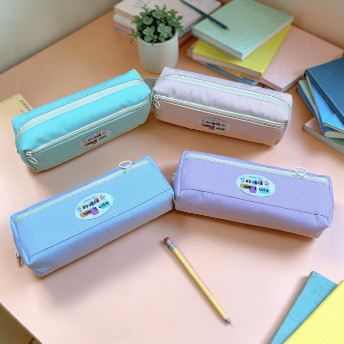 Bóp Viết Vải BD-6019 2 Ngăn Cao Cấp Kinhshion - Túi Đựng Bút Canvas Dung Tích Lớn Cho Học Sinh Sinh Viên