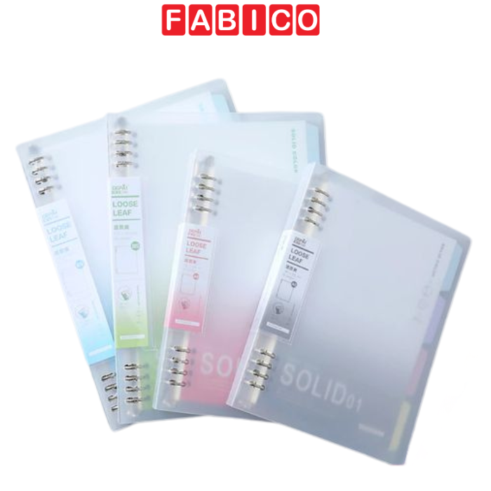 Sổ Còng Sắt 8 Lỗ DEPAI A5 B5 Thay Ruột Kẻ Ngang 120 Trang Binder File Nhựa Trong Suốt