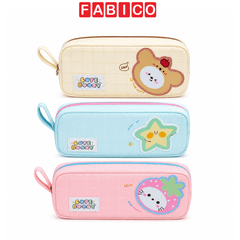 Bóp Viết Học Sinh Yescholar 9420 Dáng Hộp Chữ Nhật Có Quai Xách – Họa Tiết Grid Cute Teddy Chống Thấm, Sức Chứa Lớn