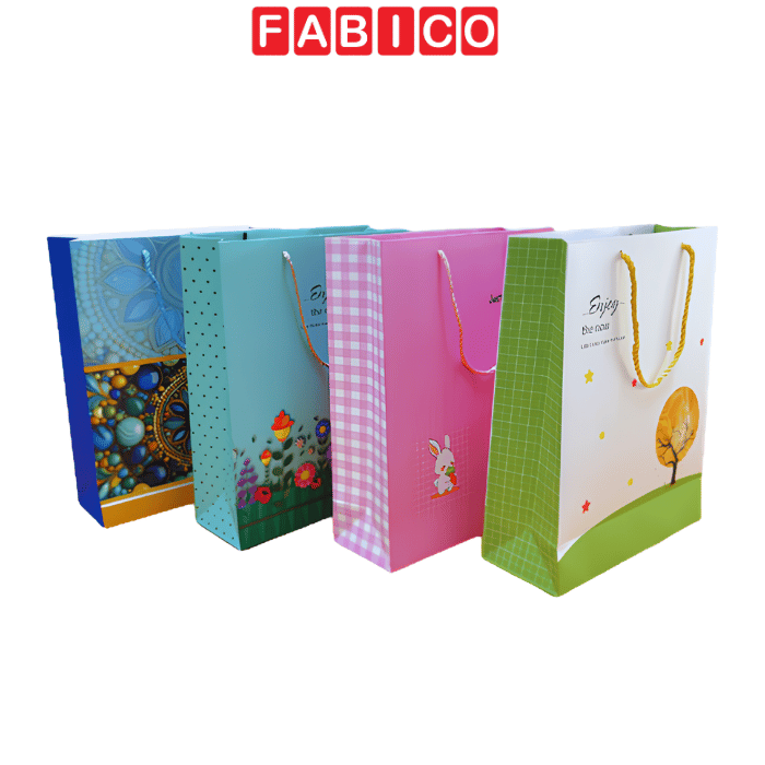 Túi Giấy Kraft Đựng Quà Họa Tiết Dễ Thương Size Lớn Thân Thiện Môi Trường