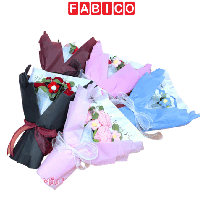 Hoa Len Handmade Bó Hoa Len Đan Tay Cao Cấp Gói Giấy Kính