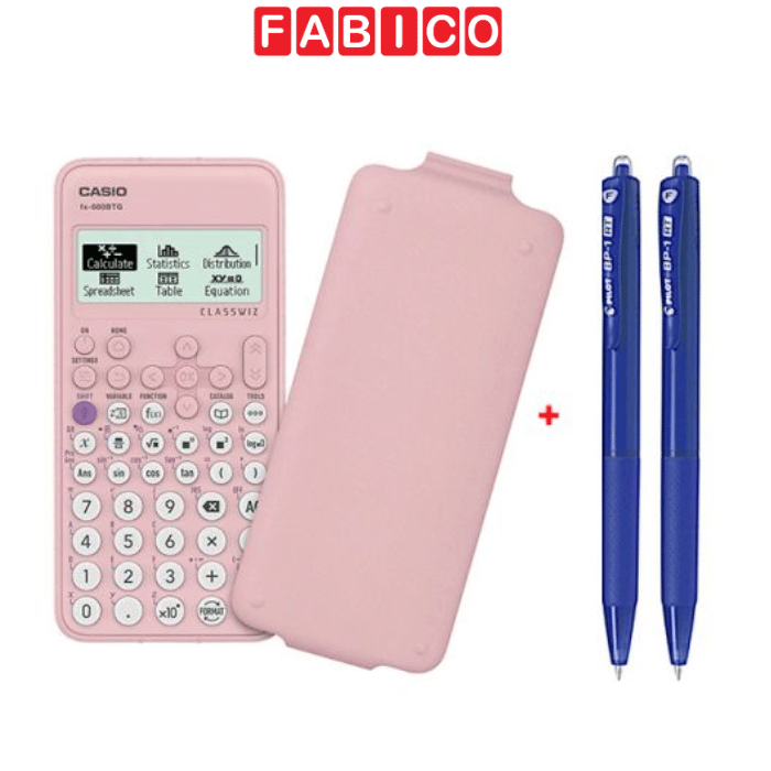 Bộ Máy Tính CASIO FX-880BTG - Màu Hồng + 2 Bút Bi Pilot BP-1RT - Mực Xanh