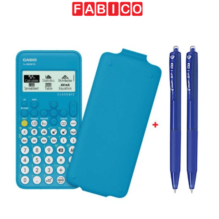 Máy Tính CASIO FX-880BTG - Màu Xanh Biển + 2 Bút Bi Pilot BP-1RT - Mực Xanh