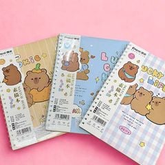 Sổ Vẽ Phác Thảo Depai 95gsm 45 Tờ Gáy Lò Xo A4 - Sổ Vẽ Không Kị Tẩy - Bìa Babythree Capybara Dễ Thương