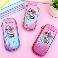 Hộp Bút Nhựa Kéo Khóa 3D Hình Nàng Tiên Cá Dễ Thương