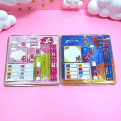 Bộ Combo 8 Món Dụng Cụ Học Disney - Gồm Bút Chì, Gôm, Tẩy, Ghi chú, Hồ Dán, Chuốt Chì, Thước