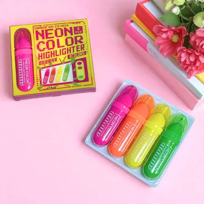 Hộp 4 Màu Bút Dạ Quang Neon Highlight CHOSCH CS-H934