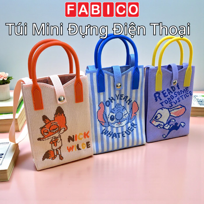 Túi Đeo Chéo Mini Disney Vải Canvas Cute, Túi Đựng Điện Thoại Nhỏ Gọn