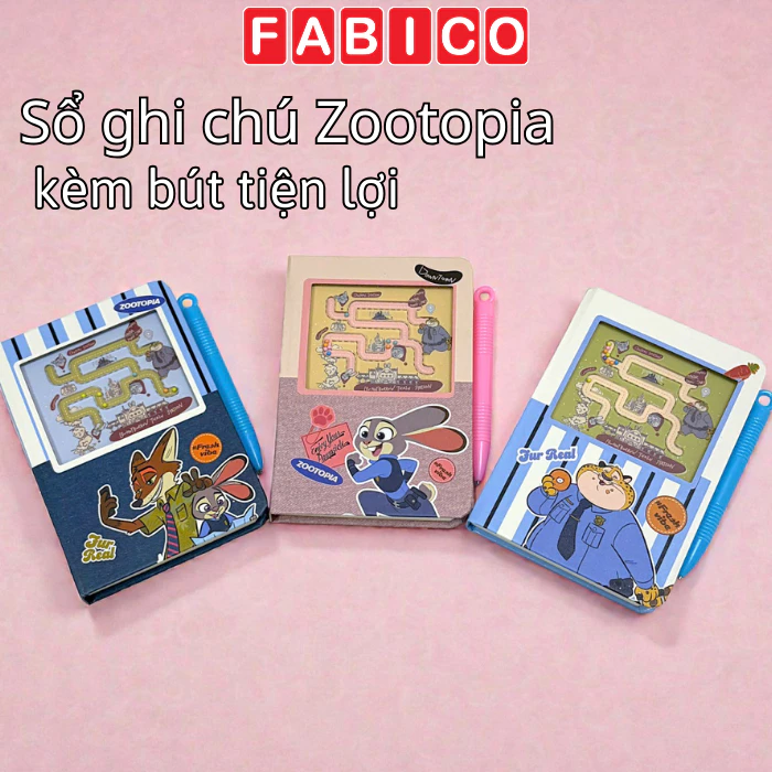 Sổ Ghi Chú Zootopia Mê Cung Kèm Bút Disney Chính Hãng