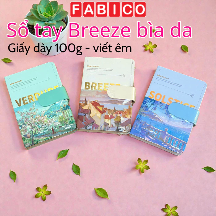 Sổ Tay Breeze Depai 100g 160 Trang A5 A6 Bìa Da Nút Bấm Cao Cấp