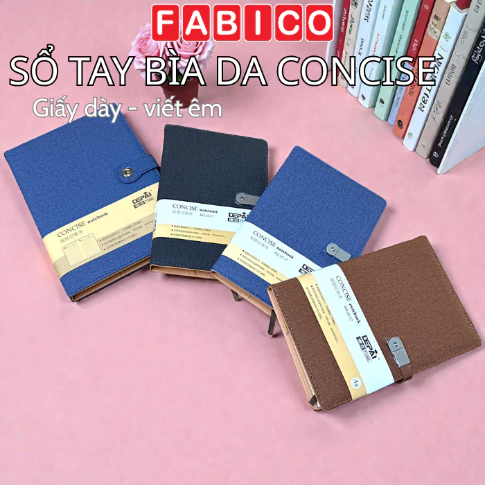 Sổ Tay Bìa Da Depai A5 B5 CONCISE Nút Bấm 80g 164 Trang