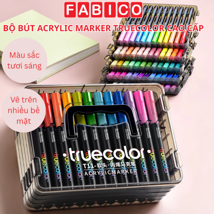 Bút Acrylic Marker Truecolor 12,24,36,48 Màu Soft Tip T11