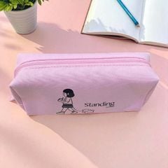 Bóp Viết Vải TACOTACO Hồng Dễ Thương Sức Chứa Lớn 2 Lớp Chống Nước