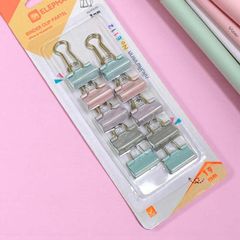 Combo 3 Vỉ Kẹp Bướm Elephant Màu Pastel Kẹp Giấy 19mm E112 ( Vỉ 10 Cái)