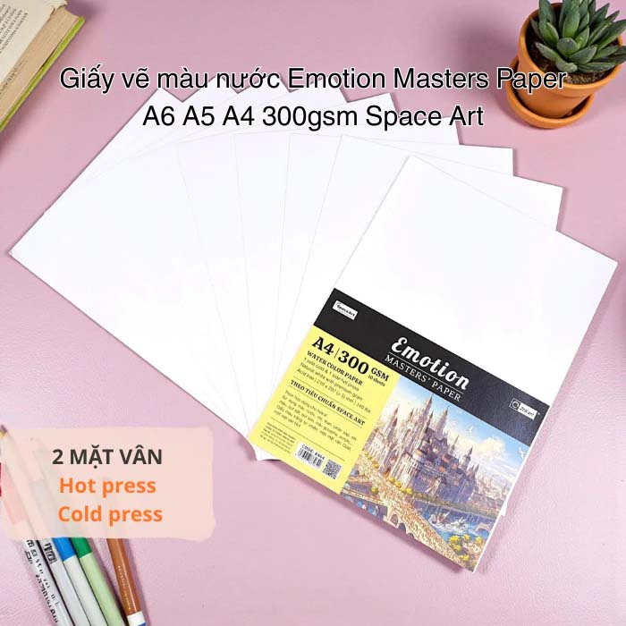 Xấp 10 Tờ Giấy Vẽ Màu Nước Emotion A4 A5 A6 230gsm 300gsm Space Art