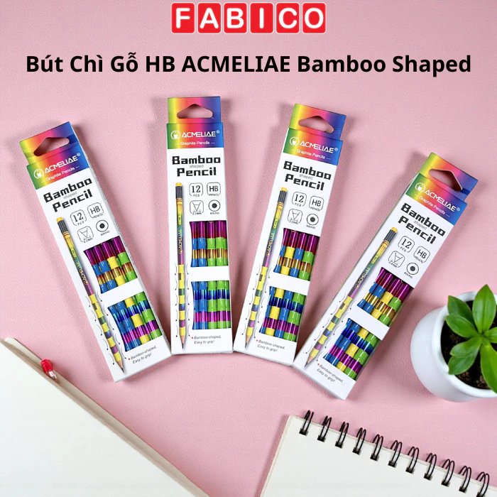 Hộp 12 Cây Bút Chì Gỗ HB ACMELIAE Bamboo Shaped Thân Tre Chống Trơn