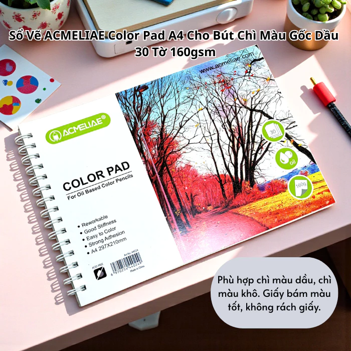 Sổ Vẽ Chì Màu A4 Color Pad ACMELIAE Gáy Lò Xo