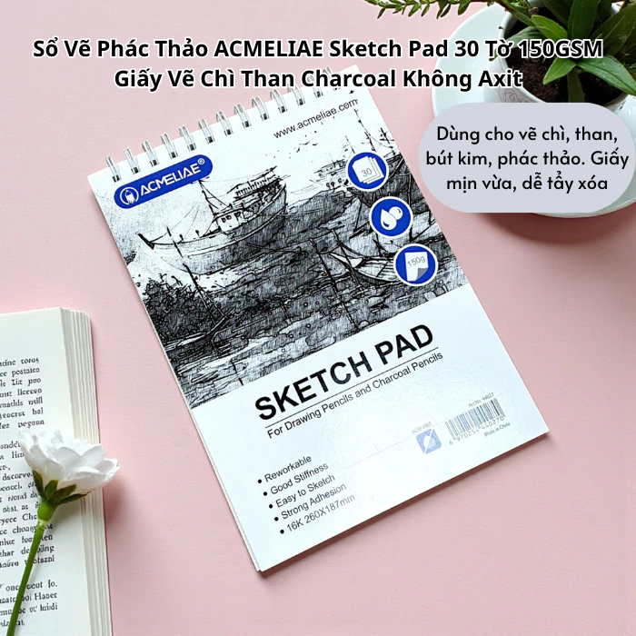 Sổ Vẽ A4 Sketch Pad ACMELIAE Gáy Lò Xo