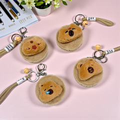 Gương Mini 2 Mặt Bọc Lông Dễ Thương Có Móc Khóa Nhỏ Gọn