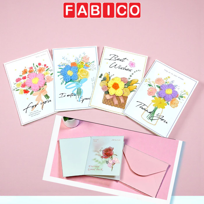 Thiệp Chúc Mừng Hoa Nổi 3D Ningge Handmade Trang Trí Quà Tặng