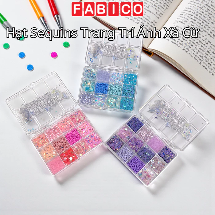 Hộp Sequins Trang Trí Ánh Xà Cừ 12 Ngăn Phong Cách Fairy Dream