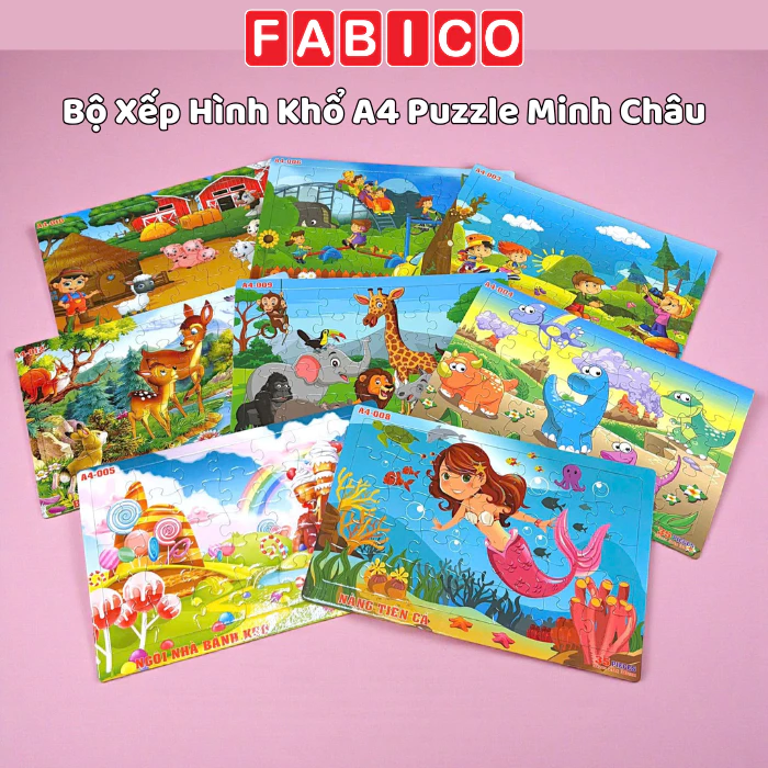 Bộ Xếp Hình Khổ A4 Puzzle Minh Châu Nhiều Chủ Đề Cho Bé