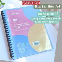 Bìa File Lá Chống Nước Còng Nhựa A4 Kinary Kèm 40 Lá Đựng File