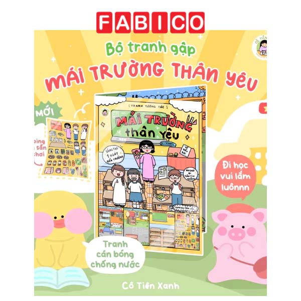 Bộ Tranh Gập Mái Trường Thân Yêu Cô Tiên Xanh Tương Tác Cắt Sẵn Tiện Lợi