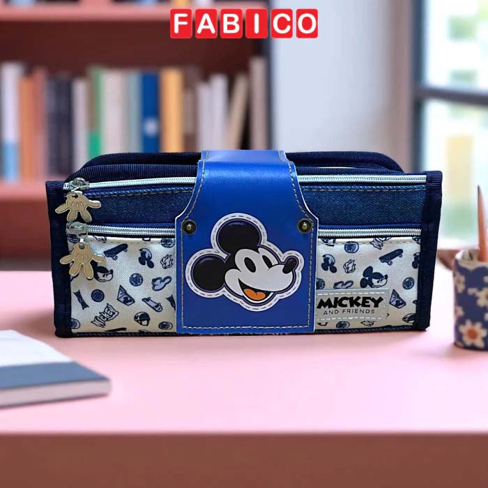 Bóp Viết Vải 3 Ngăn Mickey Disney A83304 Có Khóa Kéo Chắc Chắn