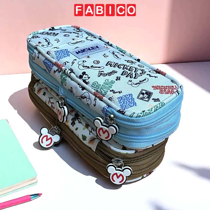 Bóp Viết Vải Mickey Day Disney A83277 Có Khóa Kéo Đôi Ngăn Rộng